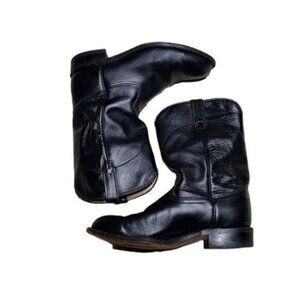 Dan Post Black Leather Cowboy Boots 8 E W